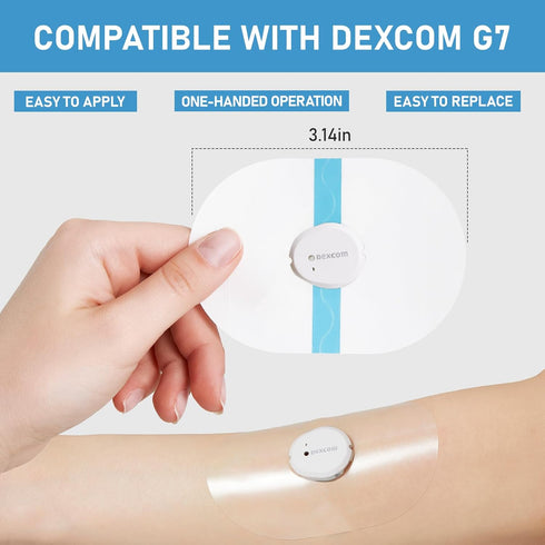 Dexcom G7 Adhesive Patches Waterproof, 40 Pack Clear Overpatch for Dexcom G7, Premium Transparent G7 Overlay Patches, Hypoallergenic & Skin-Friend...