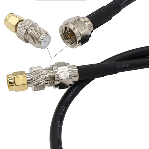 SMA to F Adapter SMA Male to F Type Male 20 inch RG58 Coax Coaxial Extension Cable +3pcs F Type to SMA Male Female Connector for RF Application...