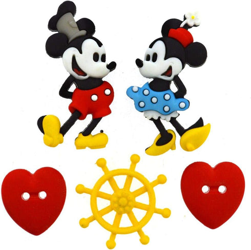 Disney Dress It Up Buttons Steamboat Willie Mickey & Minnie Mouse...