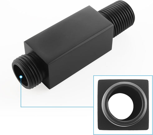 Straight Shower Arm with Flange Ceiling Mount Square Shower Extender for Fixed Shower Head 3 Inch Rainfall Shower Head Arm Extension, Matte Black...