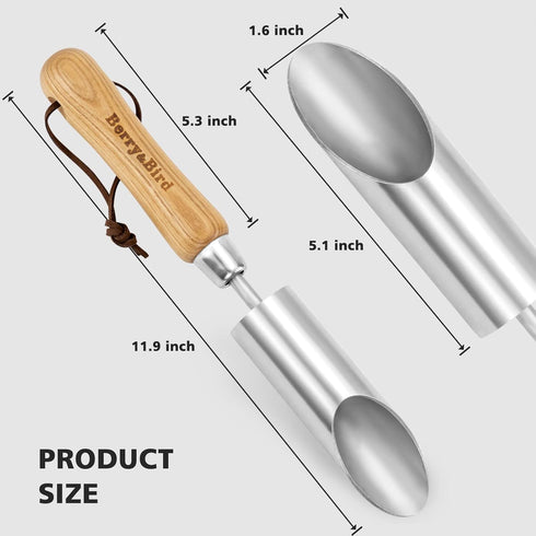 Berry&Bird Bulb Planter Tool, 12" Garden Bulb Transplanter Tool, Stainless Steel Manual Hole Digger with Wooden Handle, Transplanting Agricultural...
