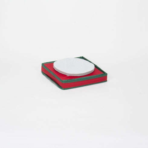 Household Essentials 532RED Holiday China Dinnerware Storage for Dessert Plates or Bowls | Removable Lid | Red Canvas with Green Trim...