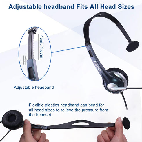 Callez Wired Telephone Headset Mono, Call Center RJ9 Phone Headset with Noise Canceling Mic Compatible with ShoreTel 480 Plantronics T10 Polycom Z...