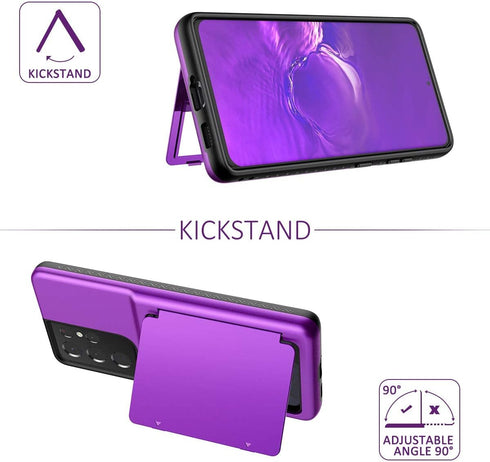 WeLoveCase Galaxy S21 Ultra Wallet Case with Mirror, Card Holder & Shockproof Protection, 6.8" Purple...
