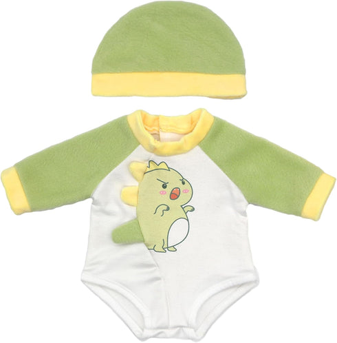 2 Sets 14-16 inch Baby Doll Clothes - 2 Pack Cartoon Print Rompers with Hat Outfits for Baby Doll Boy and Girl...