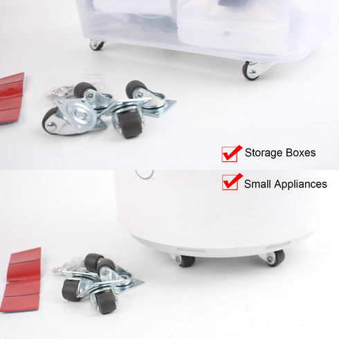 Mini Caster Wheels 0.5 Inch Low Profile Rubber Tiny Swivel Casters, Steel Top Plate Self Adhesive Caster Wheels for Small Appliances, Furniture, T...