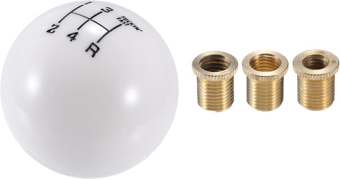 Car Manual 4 Speed Ball Gear Shift Knob Kit, Round Short Throw Shifter Universal for Manual Transmission Vehicles Durable Acrylic White with Adapt...