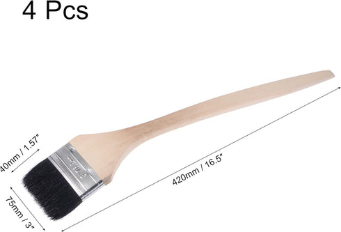 uxcell Bent Radiator Paint Brush 17" Length 3" Width Bristle with Long Wood Handle for Wall Treatment Black 4Pcs...