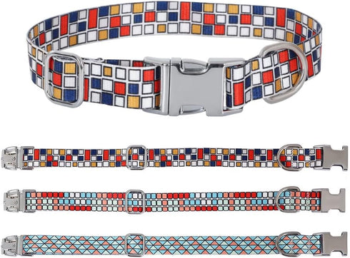 Dog Collar Metal Buckle Pet Collar, Cute Colors Cat Collar, Adjustable Breathable Soft Suitable for Small Medium Large and Boy Girl Dogs (Medium, ...