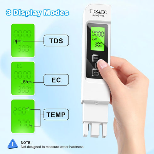 3 in 1 TDS Meter - TDS EC & Temperature(°C,°F) Meter,Accurate & Reliable Digital Water Testing Kits for Drinking Water Quality, Tap, Well, Swimmin...