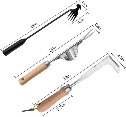 3 Pack Weed Puller Tool, Manual Hand Weeder Paver, Crack Weeder, Stainless Steel Crevice Weeding Digger Tool, Paving Brick Moss Removal, L-Shape G...