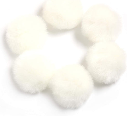 SUSULU White Pom Poms for Crafts,Small White Pom Pom Balls,Faux Fur Pompom with Tiny Cord for Hat Shoes Garment Accessories 2.8in Pack of 6...
