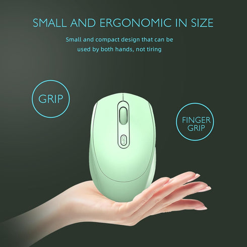 ONE-UP Wireless Mouse, 2.4G + Bluetooth, Rechargeable Battery, Silent, Portable, Smooth, USB Nano Receiver, for Laptop, Chromebook, PC, Mac, Windo...