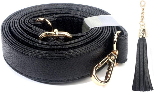 BEAULEGAN Purse Strap Replacement - Full Grain Microfiber Leather - 59 Inch Long Adjustable for Crossbody Shoulder Bag - 1 Inch Wide, Black/Gold...