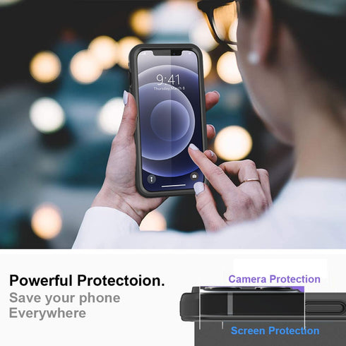 for iPhone 12 Pro Waterproof Case with Built-in Screen Protector Full Body Shockproof Dustproof Dirtproof Heavy Duty Protective Phone Case for iPh...