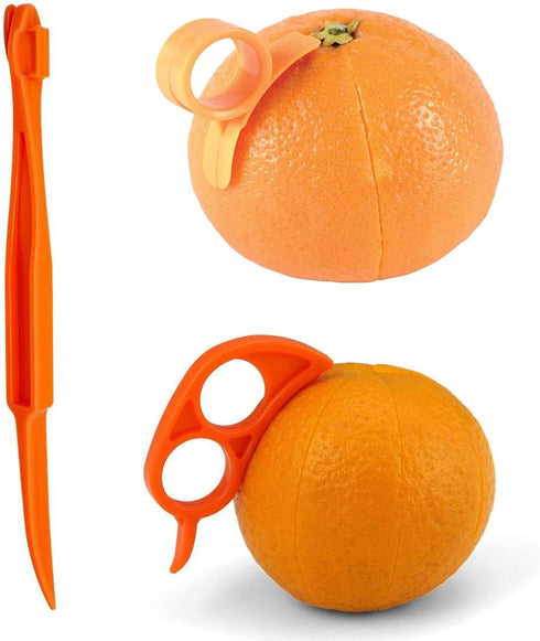Orange Peeler Set Cosmer Orange Peeler Easy Open Citrus Lemon Citrus Peel Cutter Vegetable Slicer Fruit Tools Kitchen Gadgets (15 Pack Colorful)...