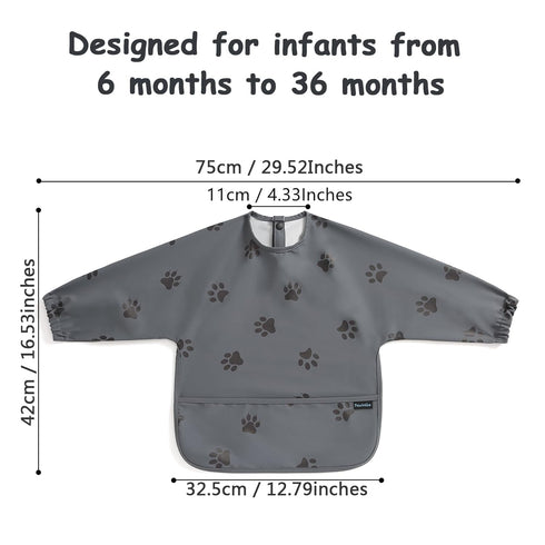 PewinGo Weaning Bib with Long Sleeves & BLW, Soft and Skin-Friendly Material, Coverall Bibs for Baby Feeding, Waterproof and Easy to Clean & Machi...