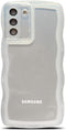 Compatible with Samsung Galaxy S21 Plus Case,Cute Curly Wave Matte Frame Edge Soft Shockproof Protective Cases Clear Cover for Women Girls (White)...