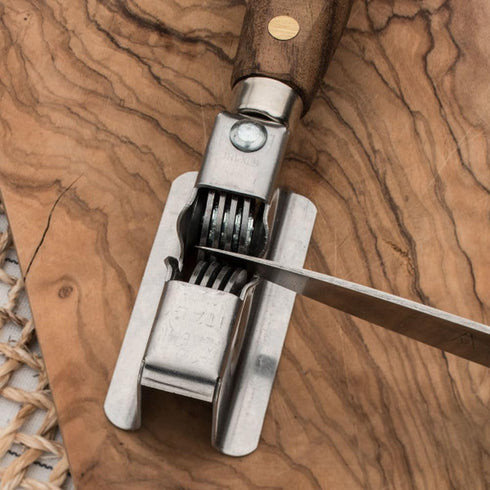 Knife Sharpener - Handheld Manual Sharpening Tool for Fixed Blades, Pocketknives, and Kitchen Knives - Blade Sharpener with Rotating Steel Sharpen...