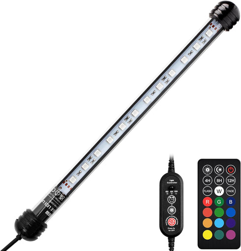 NICREW Submersible RGB Aquarium Light, Underwater Fish Tank Light with Timer, Multicolor LED Light with Remote Controller, 11 Inches...