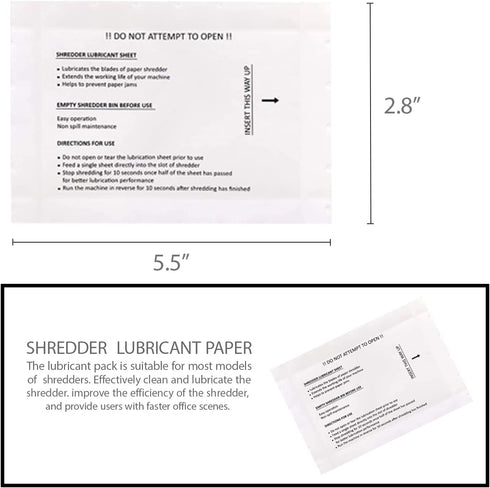 1InTheOffice Paper Shredders Lubricant Sheets 5 1/2"" x 2 3/4"", Shredder Sharpening & Lubricant Sheets, Shredder Cleaning Sheets, 24 Pack...