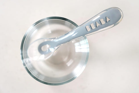 BEABA Toddler's Self-Feeding Spoon Set with Travel Case, Original Silicone Baby Spoons, Baby Essentials, Baby Spoons, Travel Set, Baby Gifts, Sage...