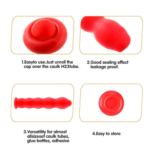 Red Caulk Cap Caulk Saver Cap Caulk Finishing Tool Adhesive Caulk Saver Caps Universal Caulking Tube Covers Tube Caps for Sealing and Preserving O...