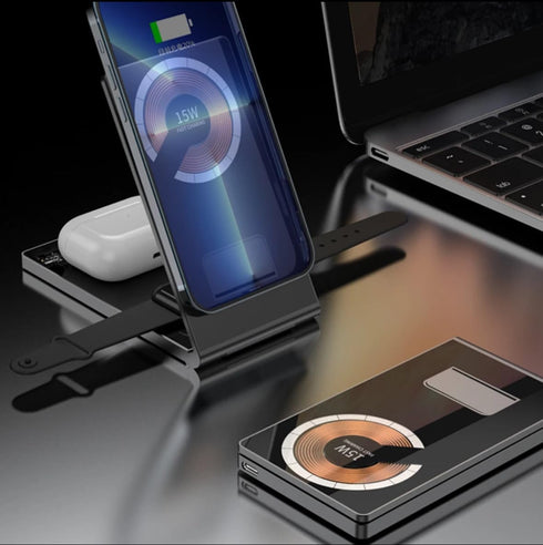Wireless Charging Station Compact Sleek and Modern Design with 15 Watts Fast Charging Compatible with iPhone 15/14/13/12/11 Pro Max/XR/XS/8/8 Plus...