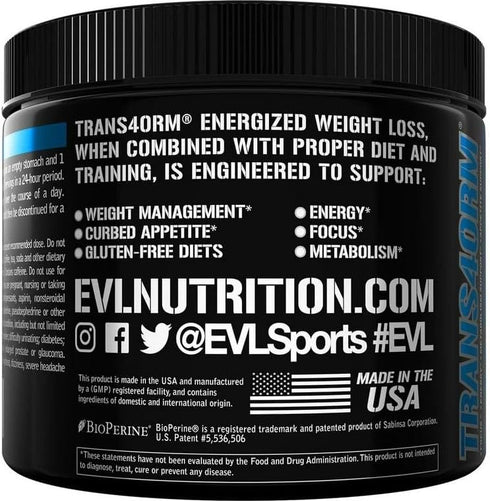 Evlution Thermogenic Fat Burning Support Powder Nutrition Trans4orm Fast Acting Energy Powder to Support Fast Metabolism Weight Loss and Mental Fo...
