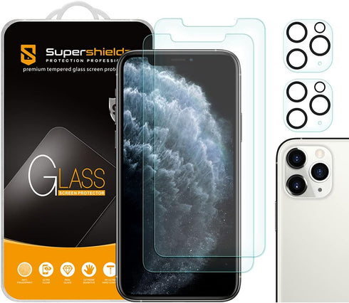Supershieldz (2 Pack) Designed for Apple iPhone 11 Pro Max (6.5 inch) + Camera Lens Tempered Glass Screen Protector, Anti Scratch, Bubble Free......