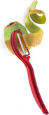 triangle Swivel Peeler, Red - Stainless Steel Serrated Twin Blade - Peels Soft, Delicate Fruits & Vegetables - Lightweight Handle - Dishwasher Saf...