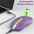 HZD LED Wireless Mouse, Slim Silent Rechargeable Mouse, 2.4G Portable USB Optical Mouse with Type C Adapter, 3 Adjustable DPI Levels 1600/1200/800...