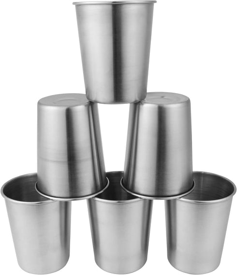 EVERMARKET 6 Pack 8 Ounce 230ml Stainless Steel Cups Shatterproof Pint Drinking Cups Metal Drinking Glasses for Kids and Adults...