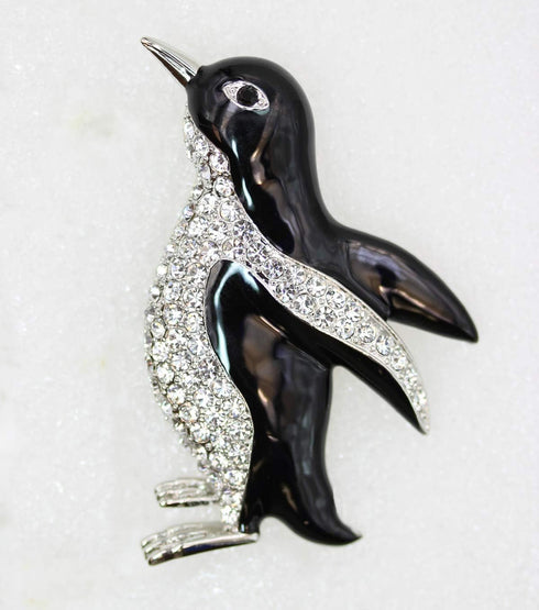 Faship Clear Crystal Penguin Pin Brooch...