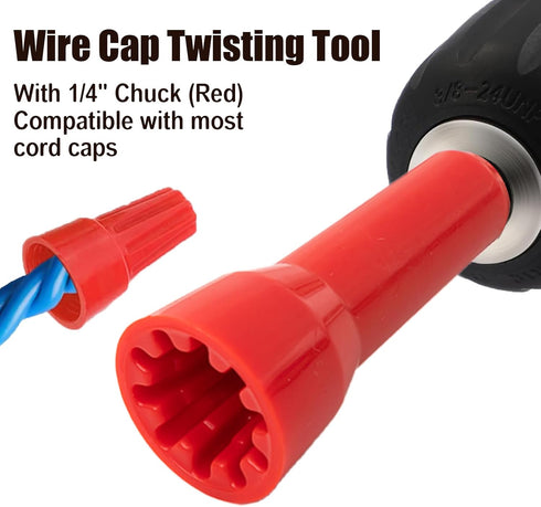 Twisting Wire Tool Set, 3 Way/ 5 Way Tool Stripping Wire and Wire Tool Cap Twisting with 1/4" Chuck (Red), Stripper Wire and Twister, Connector Tw...