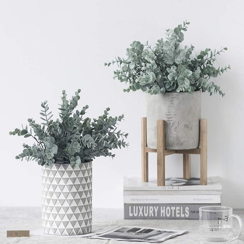 3 Pack of Artificial Eucalyptus Stem Shrub Faux Eucalyptus Leaves Spray Artificial Greenery Stems Fake Silver Dollar Branches Plants for Home Wedd...