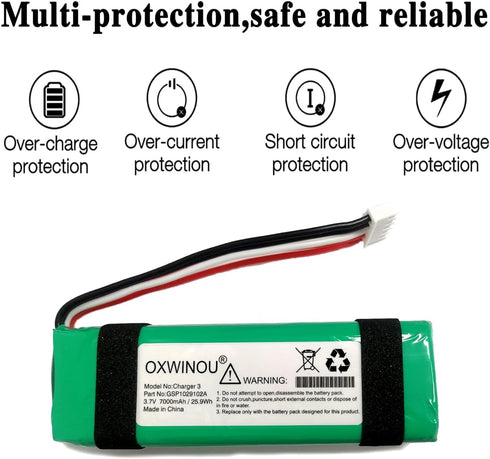 Battery for JBL Charge 3 Battery GSP1029102A Replacement Charge3 3.7V 7000mAh (1-Pack)......