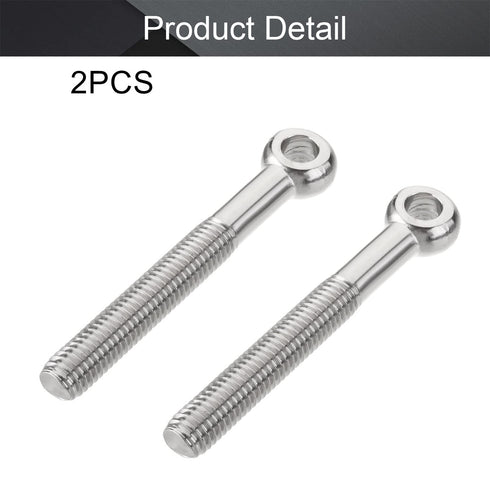 MroMax M10 x 80mm Machinery Shoulder Swing Lifting Eye Bolt, 2Pcs 304 Stainless Steel Metric Thread Lifting Eye Bolt for Home Renovation, Pipeline...