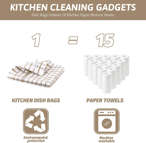 Nialnant 8 Pack Dish Cloths,100% Cotton Soft Absorbent Cleaning Rags,Quick Drying Dish Towels for Kitchen,Washing Dishes-Little Yellow Plaid,12 x ...