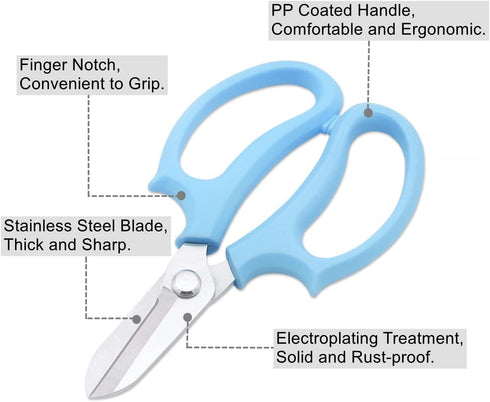 Flower Scissors, Premium Stainless Steel Garden Floral Shears, Comfortable Floral Scissors for Gardening, Pruning, Trimming Plants and Flower Arra...