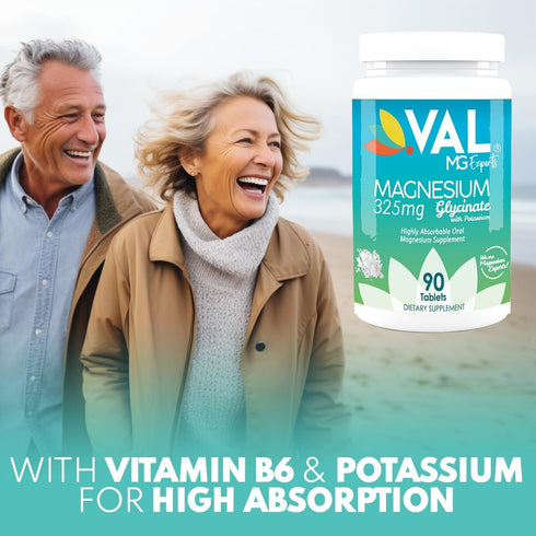 VAL MG Experts Magnesium Glycinate Plus B6 & Potassium - Stress Relief - 90 Tablets...