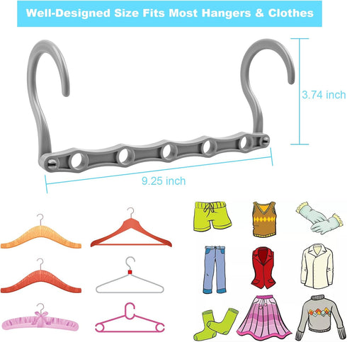 Space Saving Hangers, 10PCS Magic Hangers, 5 Holes Sturdy Plastic Hanger Clothes Organizer, Closet Organizers and Storage, Space Saver Hangers Org...