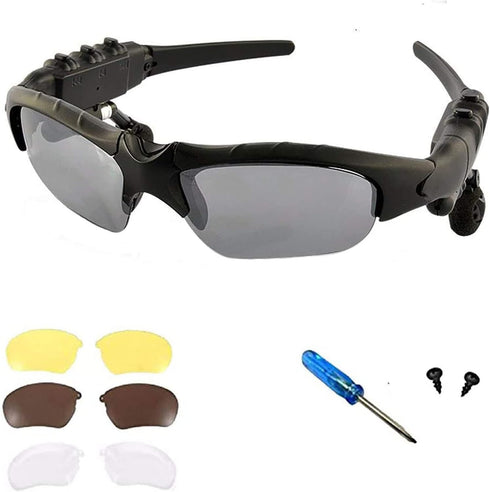 Wireless Bluetooth MP3 Sunglasses Polarized Lenses Music Sunglasses Stereo Headphone for iPhone Samsung Most Smartphone or PC (Black-Gray)...