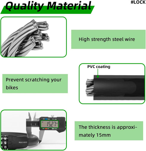 ROCKBROS Small Bike Lock, 5 Digit Bike Combination Lock, Anti-Theft Bike Cable Lock...