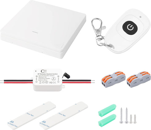 Jiuwu Wireless Remote Control Switch?AC 90-250V 1 Channel 433Mhz RF Remote Relay Switch with 2 RF Transmitters 86 Wall Panel Transmitter, Remote C...