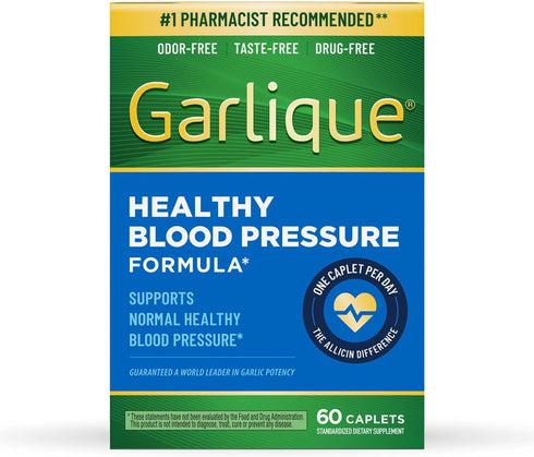 Garlique Garlic Extract Supplement, Healthy Blood Pressure Formula, Odorless & Vegan, 60 Caplets...