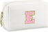 Initial Makeup Bag,Personalized preppy bag Waterproof PU Leather Chenille Letter Cosmetic Bag,Portable Travel Toiletry Bag Monogram Birthday Gift ...