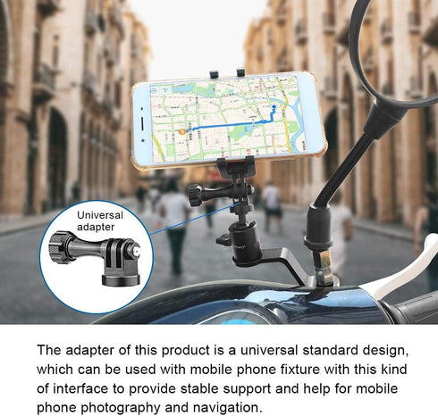 Motorcycle Rearview Mirror Mount for Gopro Motorcycle Aluminum Bracket Holder (360 Degree Rotation & 10mm Hole) Compatible with GoPro Hero 8/9/10/...