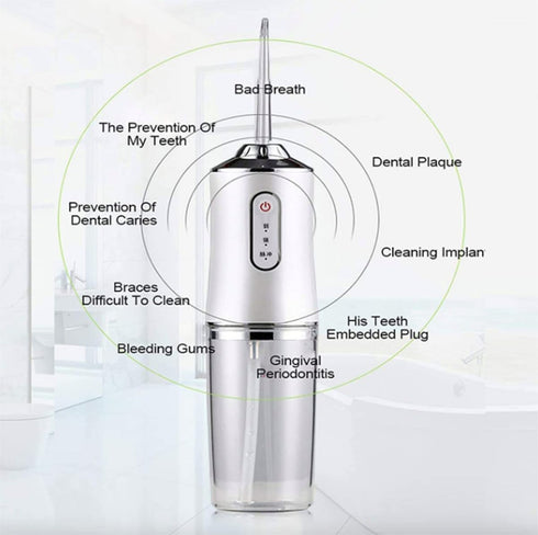 Dental Flosser Water Jet Oral Irrigator for Teeth, Dentures, and Braces Portable Rechargeable Multipe Pressure Modes...