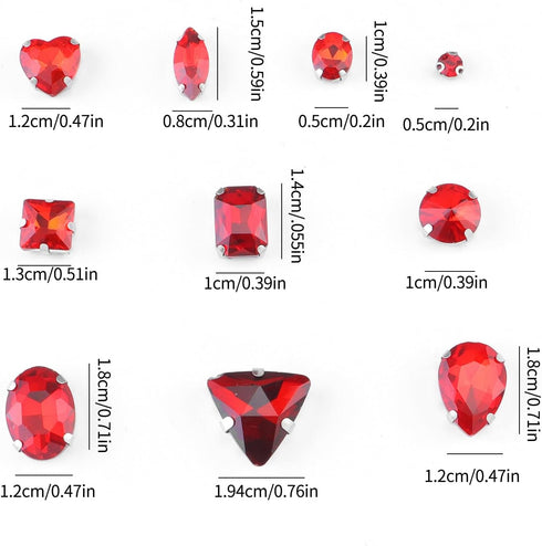 Sew On Rhinestones, OEMOO 130PCS Sew On Glass Rhinestone Metal Back Prong Setting Sewing Claw Rhinestone Mixed Shapes for Dress, Bag, Dance Costum...